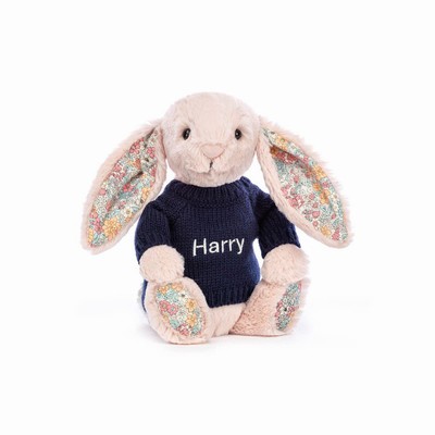 Jellycat Blossom Blush Konijn with Navy Jumper | UA1946258